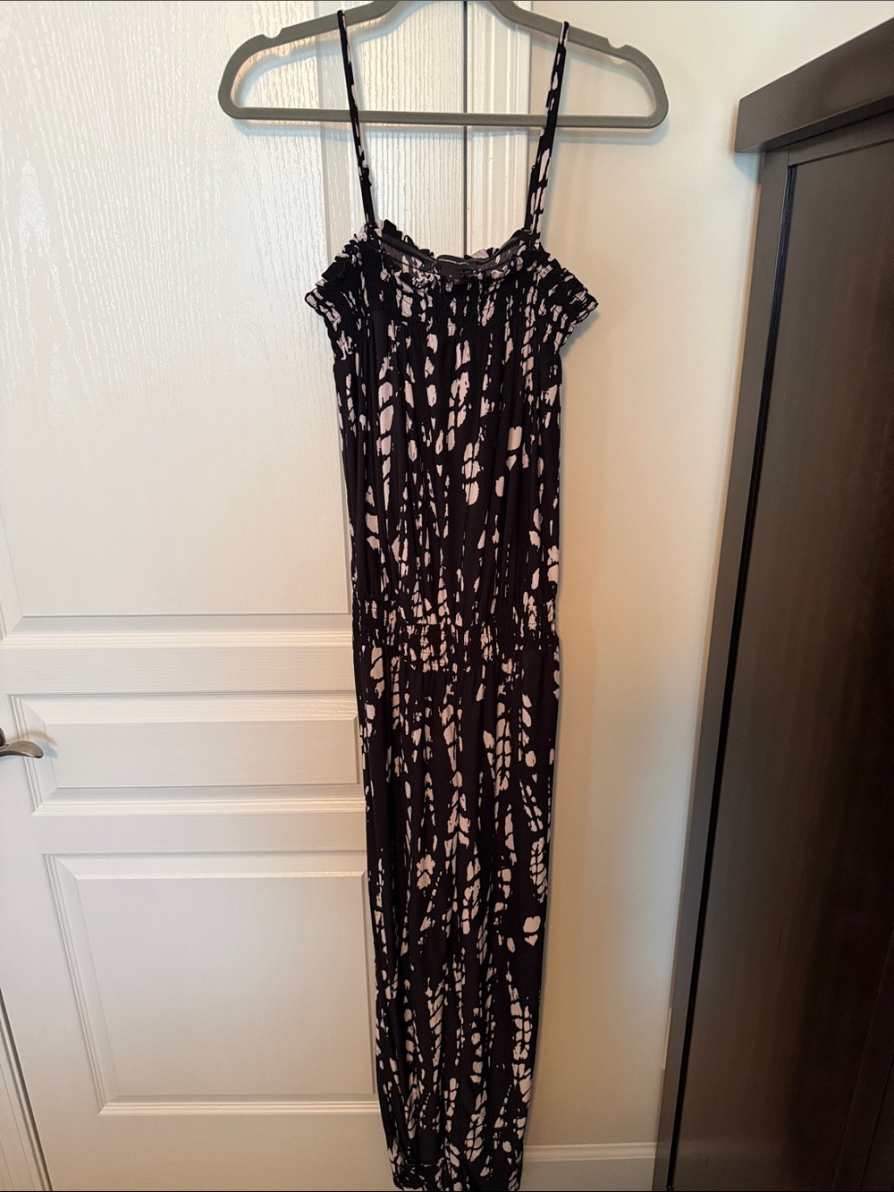 INC International Concepts Black and White Tie-Dye Spaghetti Strap jumpsuit